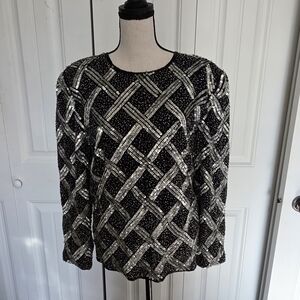 Vintage Night Vogue Cocktail Sequin Blouse